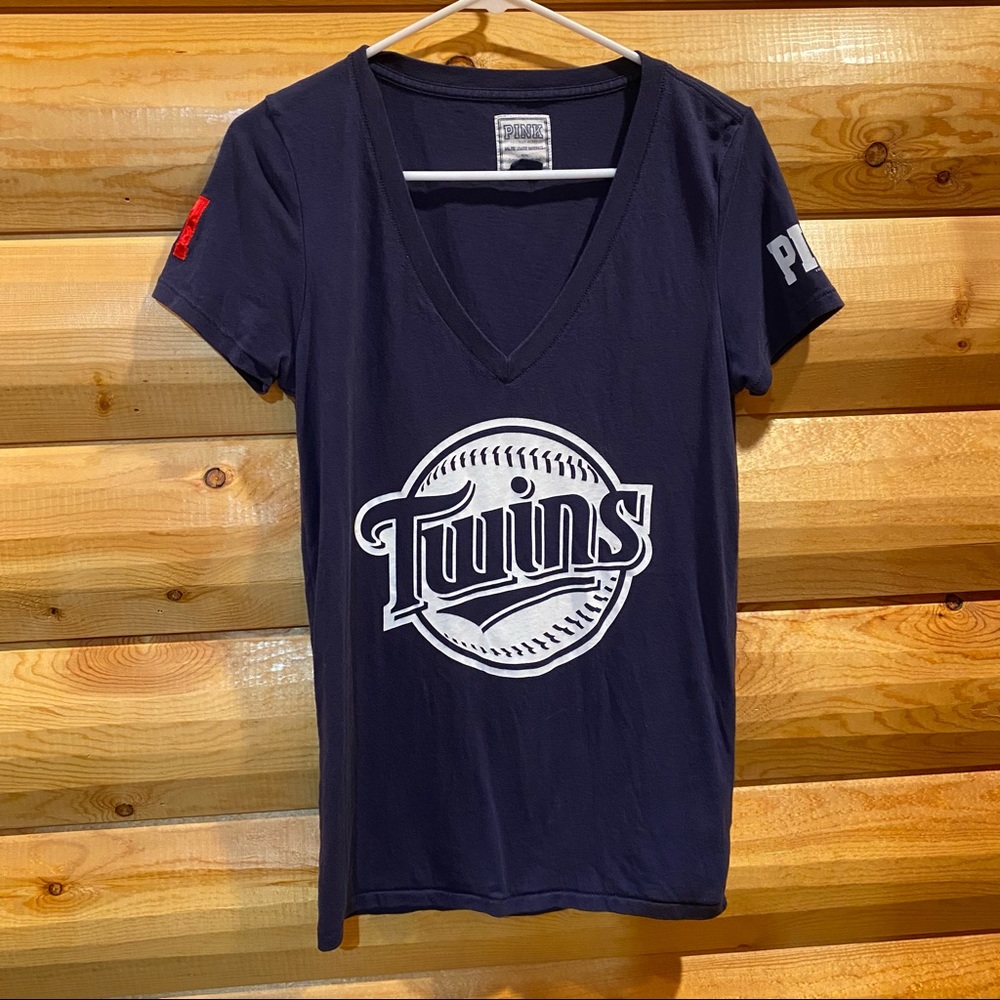 Navy Blue PINK brand Twins shirt. Size large